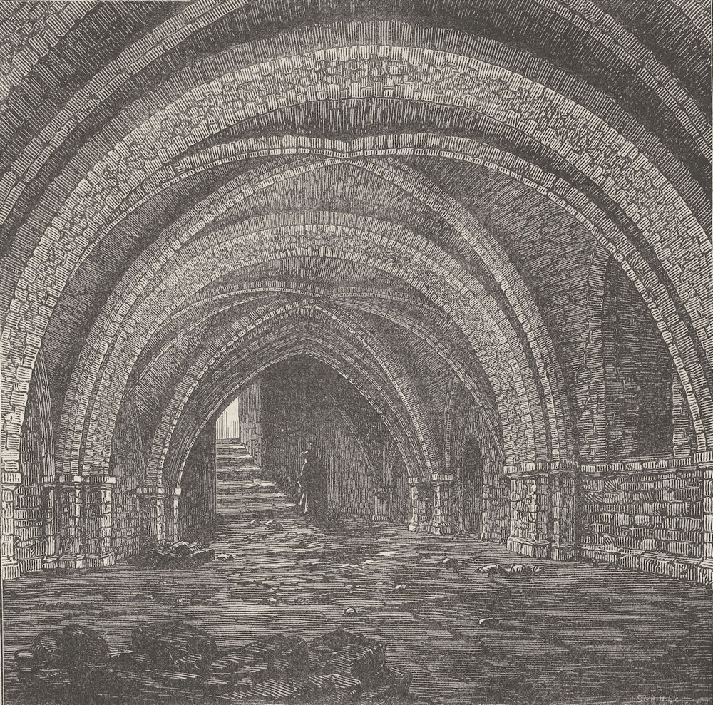 CLERKENWELL. The crypt of St.John's, Clerkenwell. London c1880 old print
