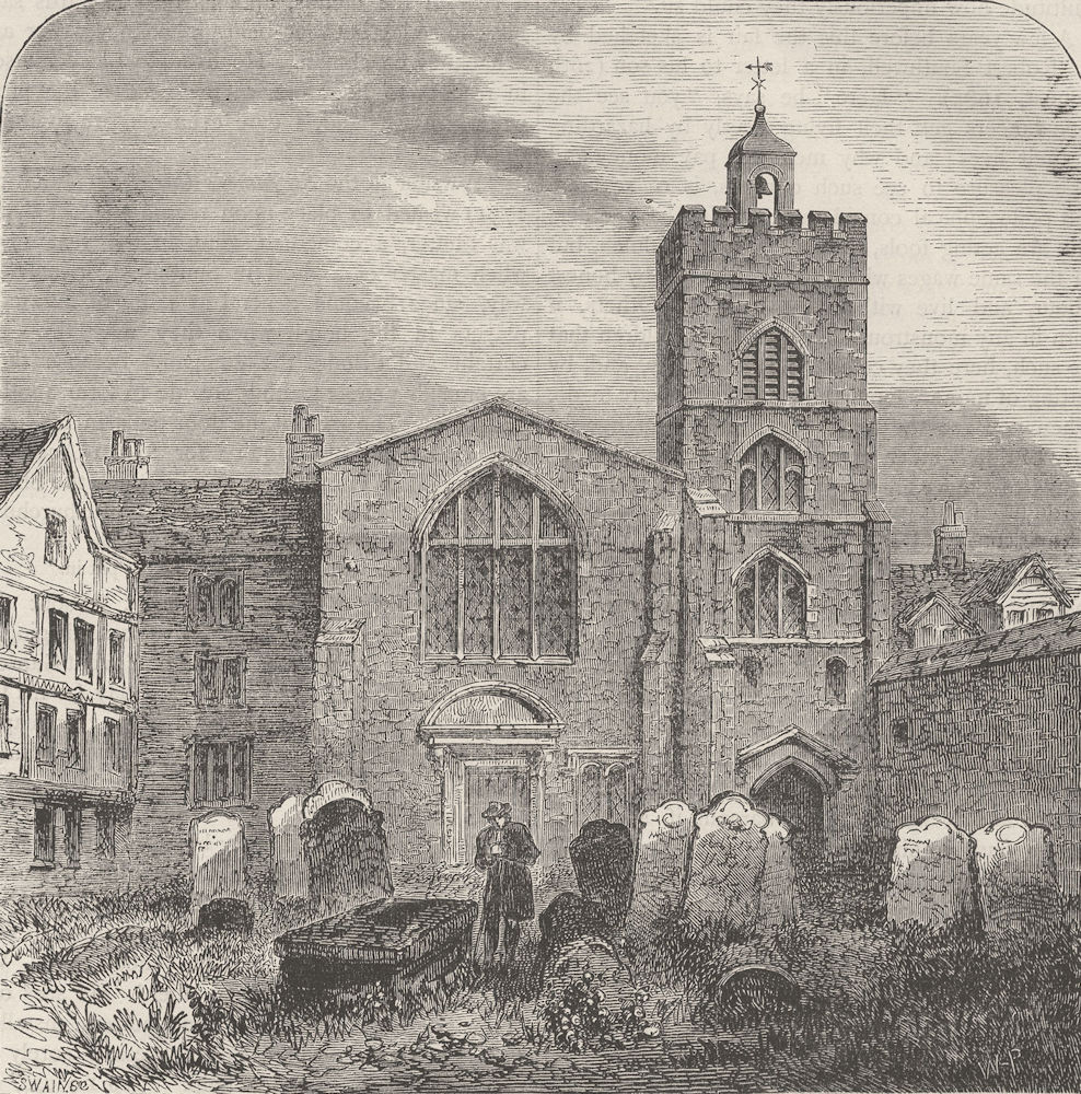 SMITHFIELD. The church of St.Bartholomew-the-great, 1737. London c1880 print