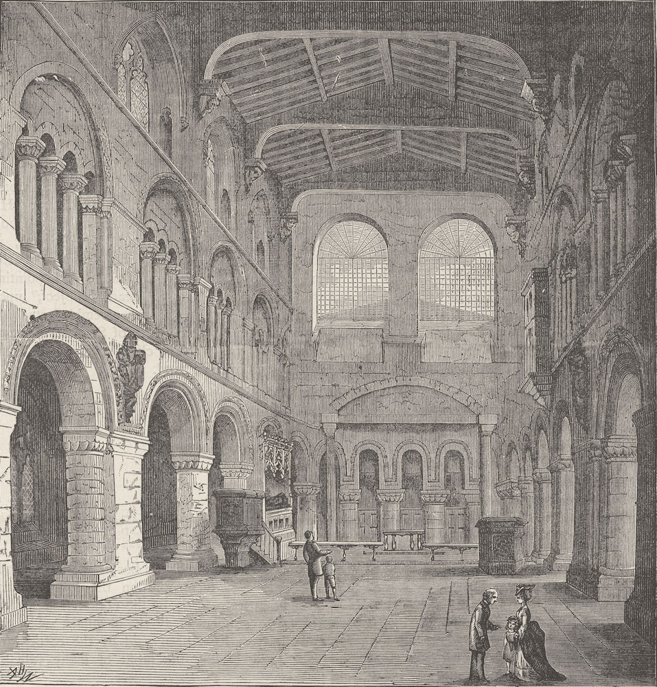 ST.BARTHOLOMEW-THE-GREAT. Church interior in 1868 c1880 old antique print