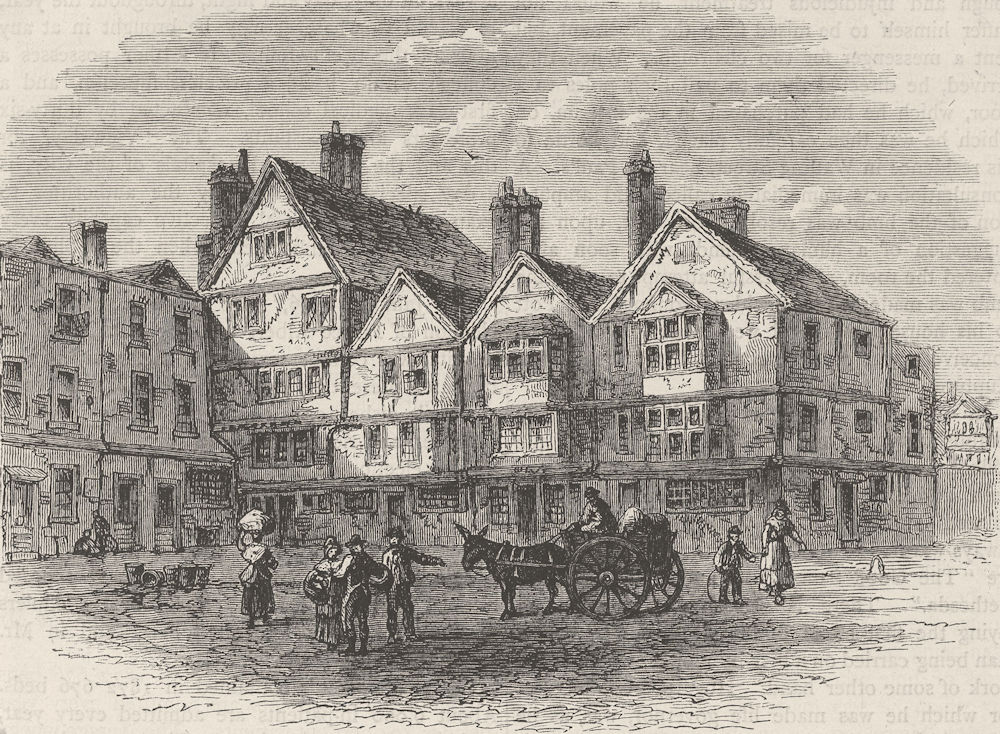 ST.BARTHOLOMEW'S HOSPITAL. Pie corner in 1789. London c1880 old antique print