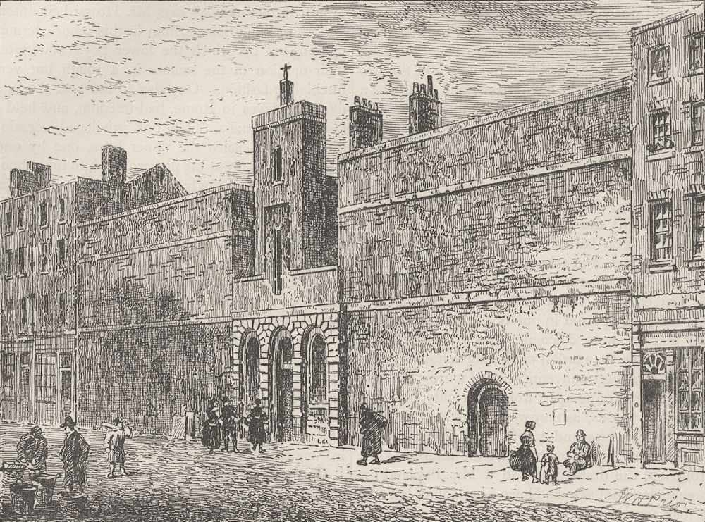 THE CHARTERHOUSE. Street front of the Fleet prison. London c1880 old print