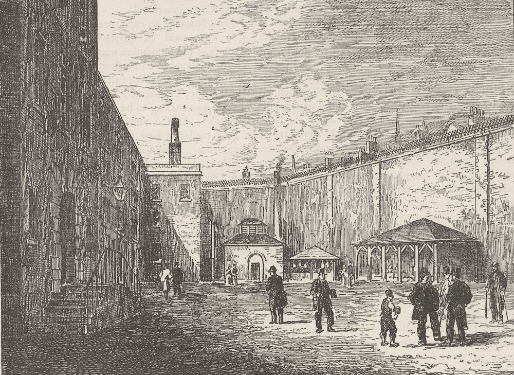 THE CHARTERHOUSE. Courtyard in the Fleet prison. London c1880 old print