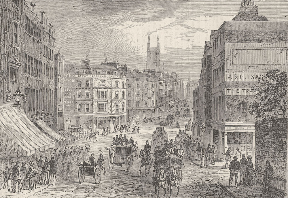 HOLBORN. Holborn Valley & Snow Hill before the viaduct. London c1880 old print