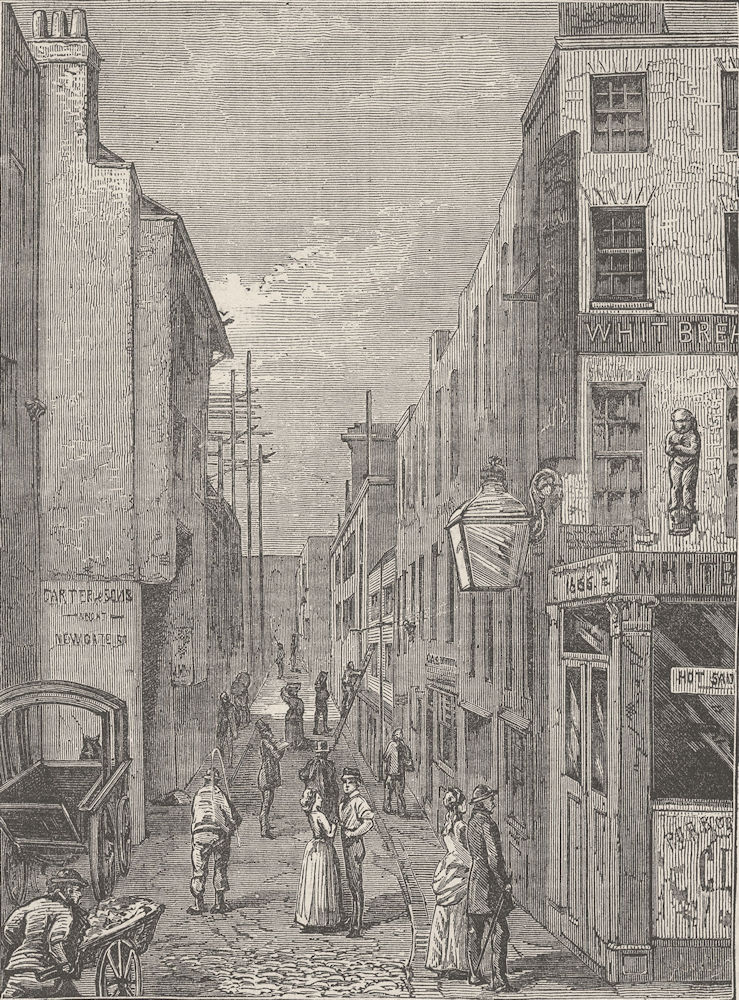 NEWGATE STREET. Cock Lane. London c1880 old antique vintage print picture