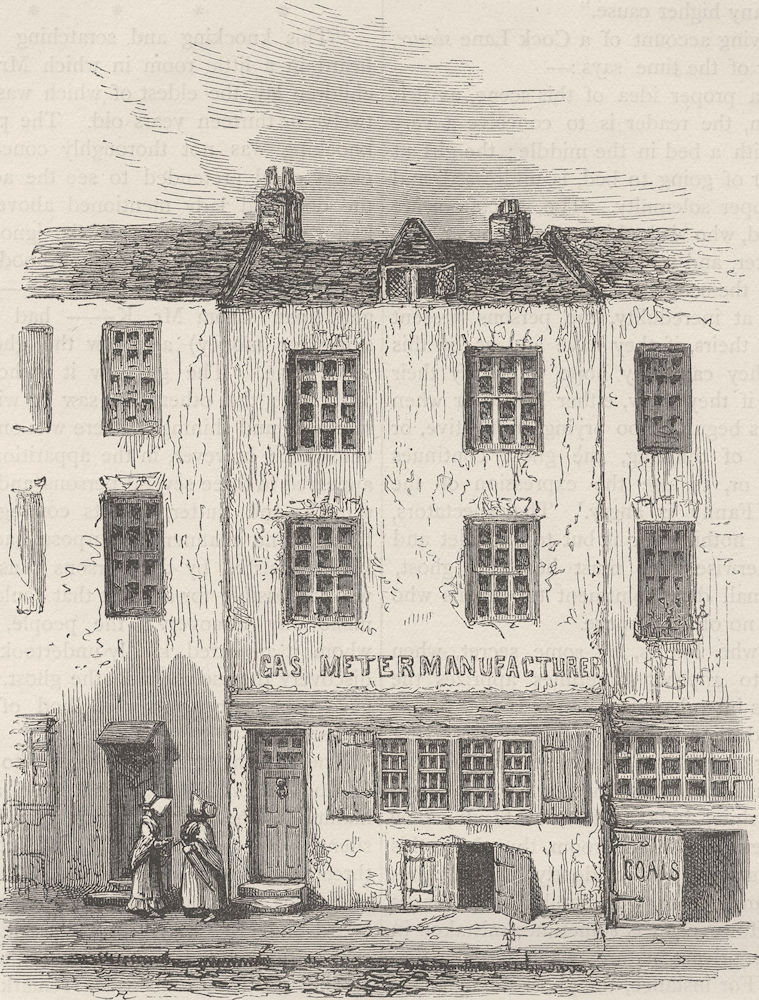 NEWGATE STREET. The "Ghost's" House in cock Lane. London c1880 old print