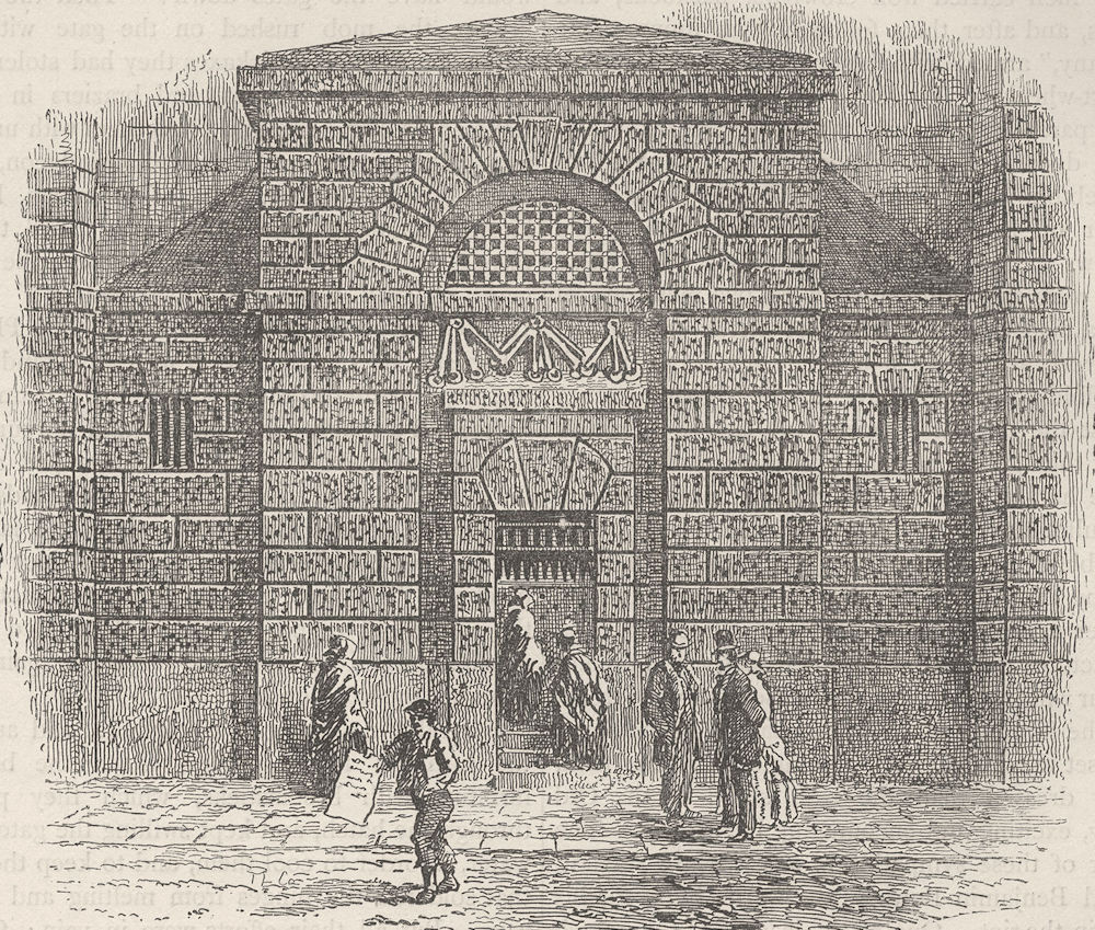 NEWGATE PRISON. Door of Newgate. London c1880 old antique print picture