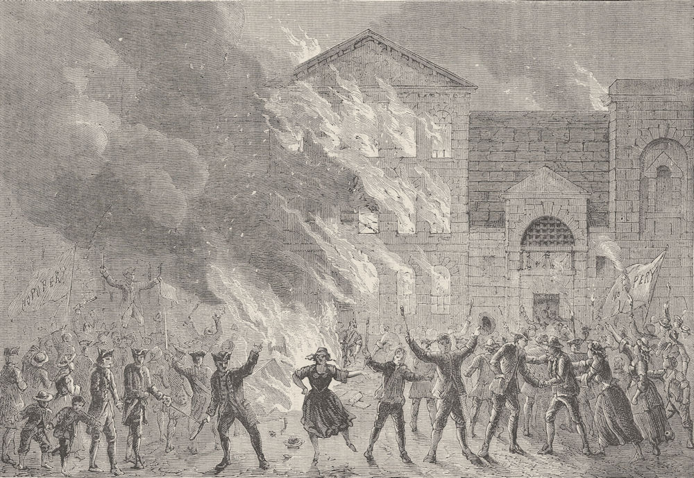 NEWGATE PRISON. Burning of Newgate. London c1880 old antique print picture