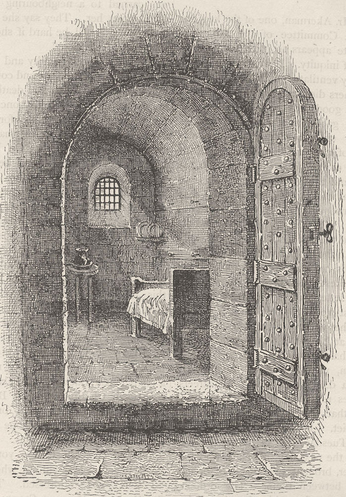NEWGATE PRISON. The condemned cell in Newgate. London c1880 old antique print