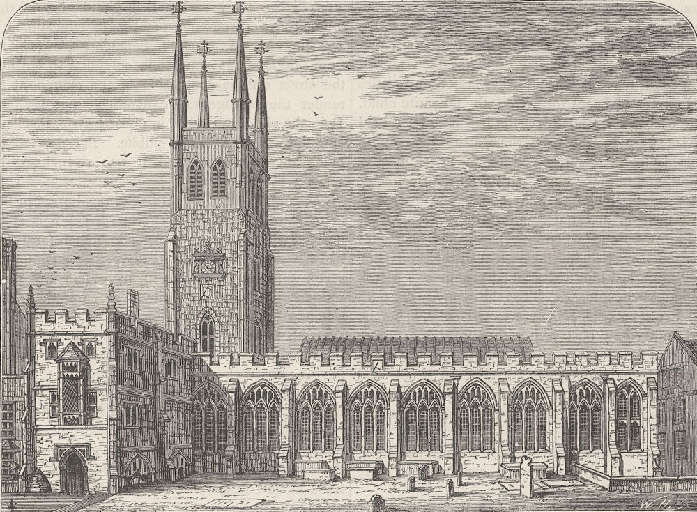 Associate Product CITY OF LONDON. St.Sepulchre-without-Newgate church in 1737 c1880 old print