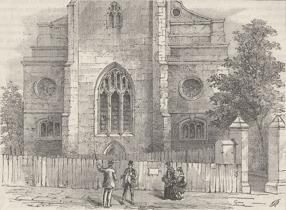 Associate Product WREN CHURCHES. The West End of St.Andrew Holborn, with the Gothic arch c1880