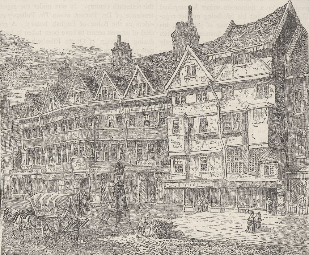 HOLBORN. Old Houses in Holborn near middle Row. London c1880 antique print