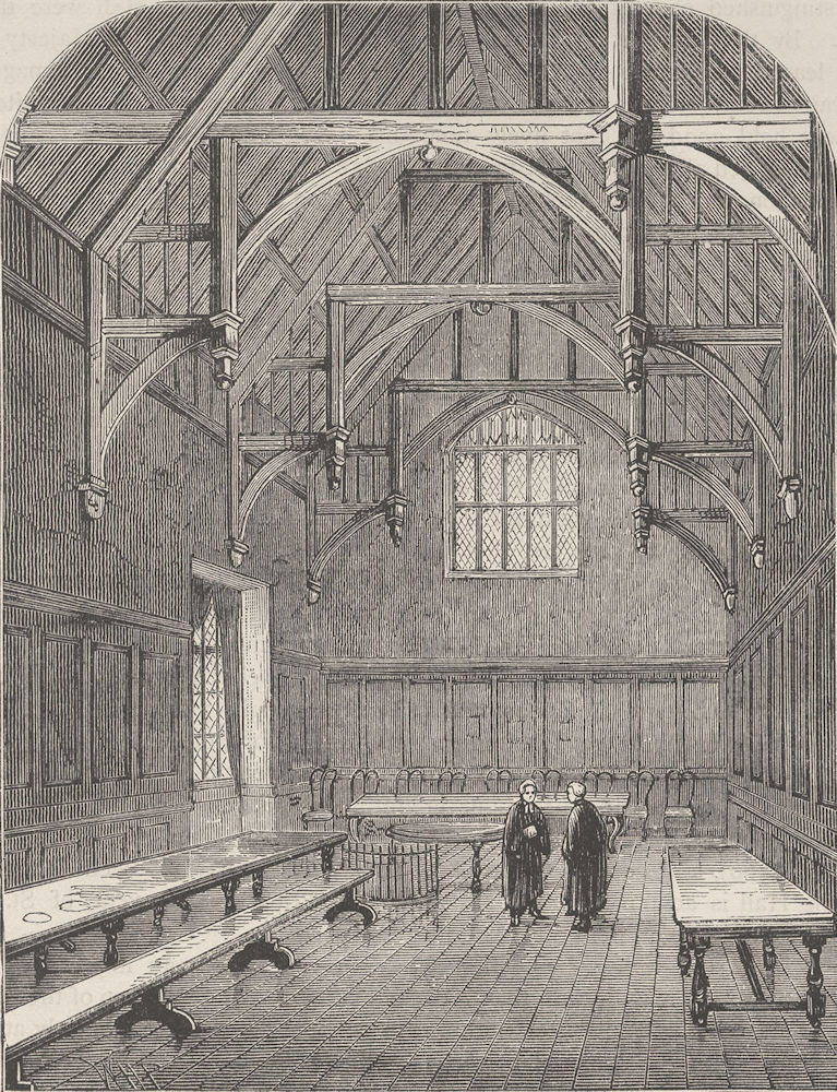 THE HOLBORN INNS OF COURT AND CHANCERY. The Hall of Gray's Inn. London c1880