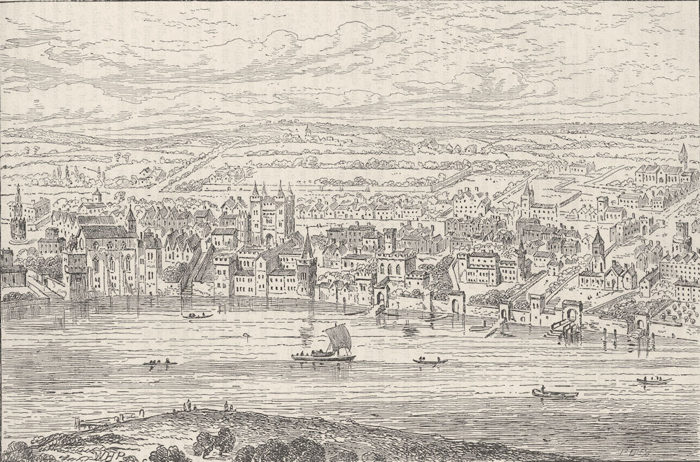 LONDON. From Temple Bar to Charing Cross (Van der Wyngarde 1543) c1880 print
