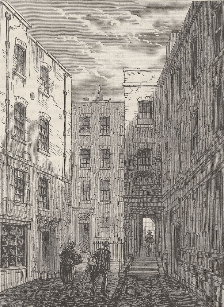 BLOOMSBURY. Boswell Court, before its demolition. London c1880 old print