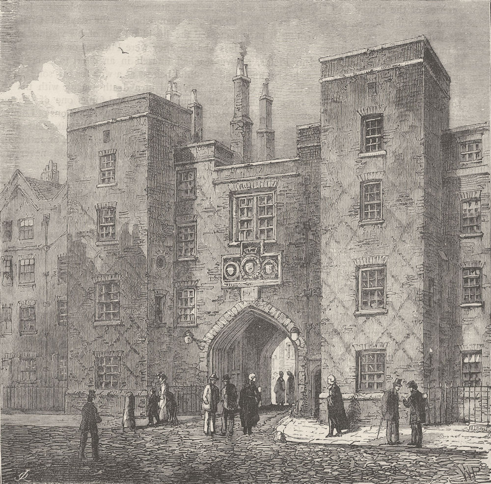 LINCOLN'S INN FIELDS. Lincoln's inn gate, Chancery Lane. London c1880 print