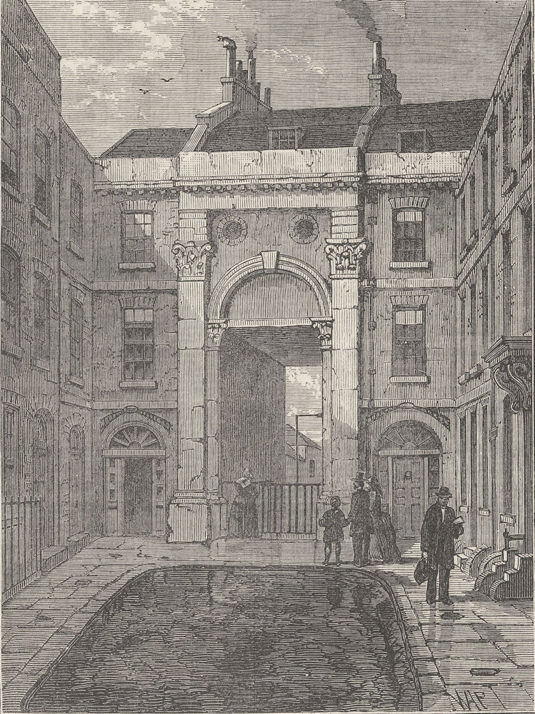 LINCOLN'S INN. Essex Water Gate, Essex Street, Strand. London c1880 old print