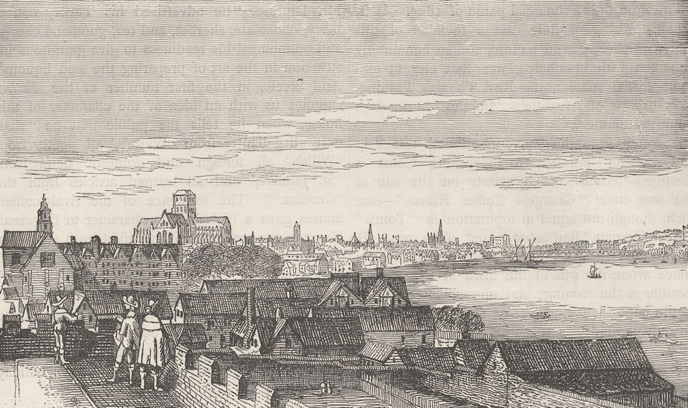 Associate Product THE STRAND. London, from Arundel House (from a Hollar etching) c1880 old print