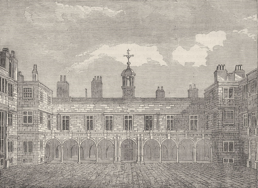Associate Product ST. MARY-LE-STRAND. Court of old Somerset House, from the North. London c1880