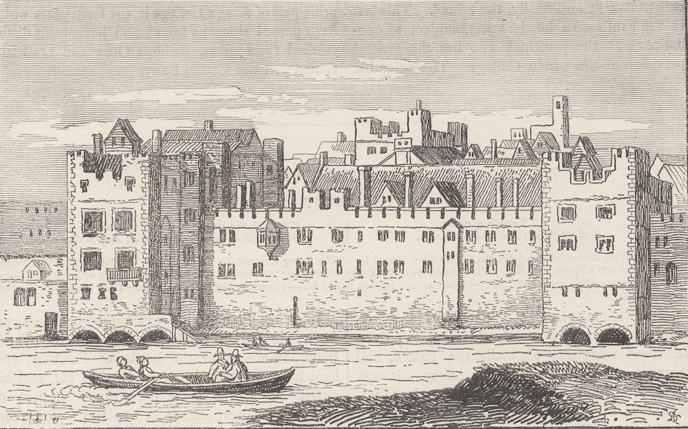 THE SAVOY. The Savoy in 1650 (from a very scarce etching by Hollar) c1880