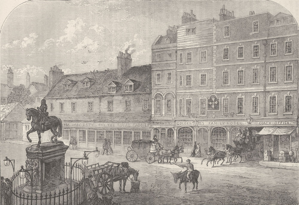 CHARING CROSS. Charing Cross from Northumberland House in 1750. London c1880