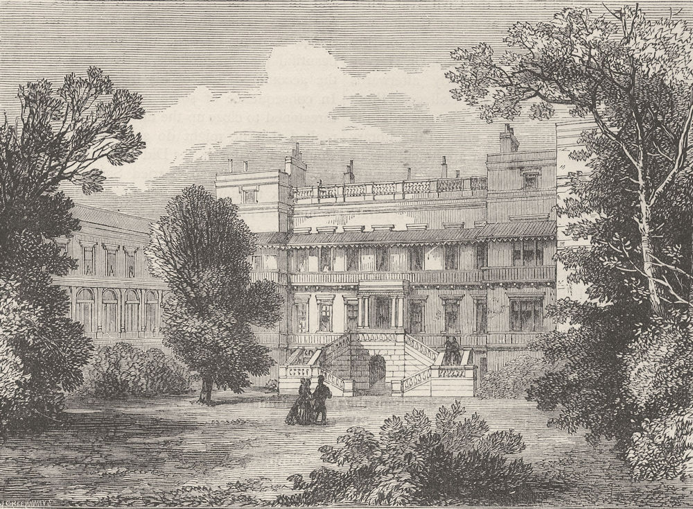 TRAFALGAR SQUARE. Garden front of Northumberland House. London c1880 old print