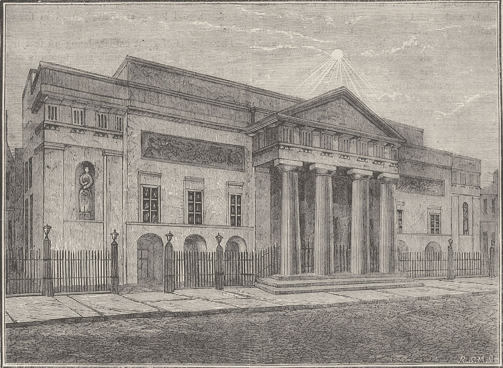 COVENT GARDEN THEATRE. Exterior Garden Theatre. Front in 1850. London c1880