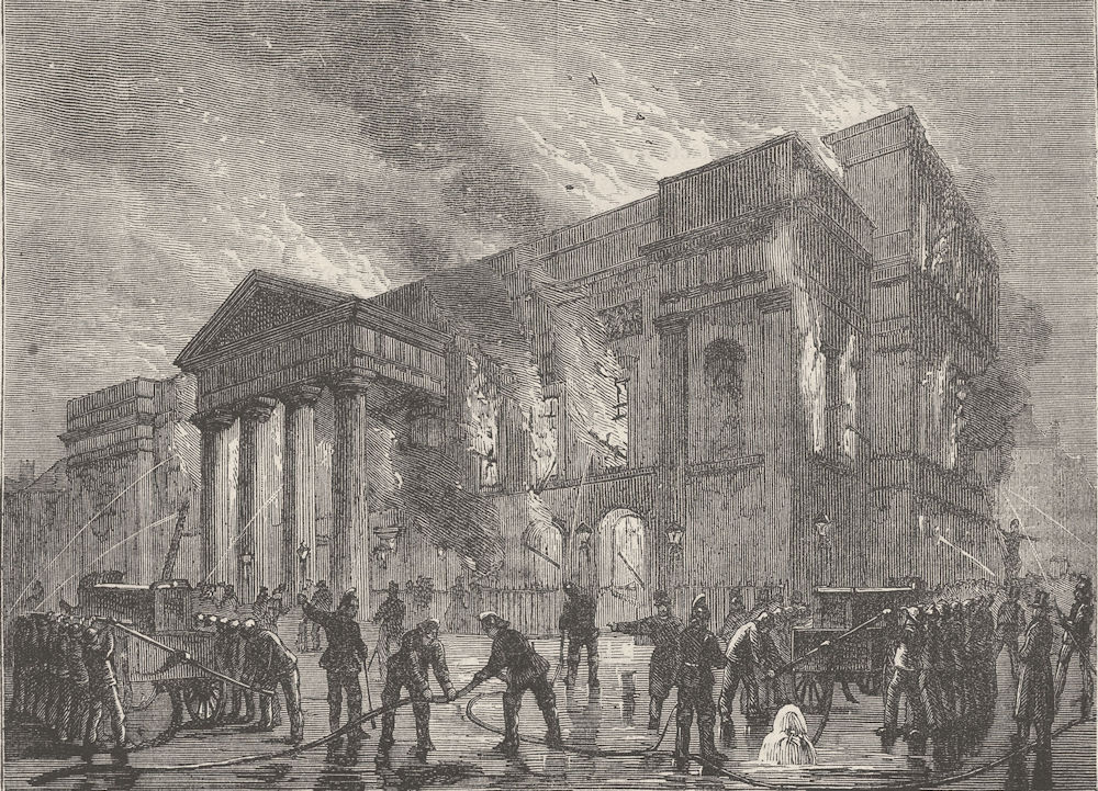 COVENT GARDEN THEATRE. Burning of Covent Garden Theatre in 1856. London c1880