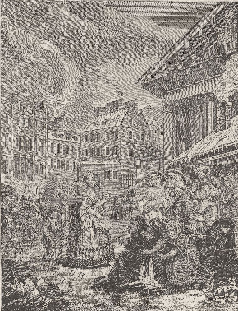 COVENT GARDEN. "Morning" (after Hogarth's print). London c1880 old