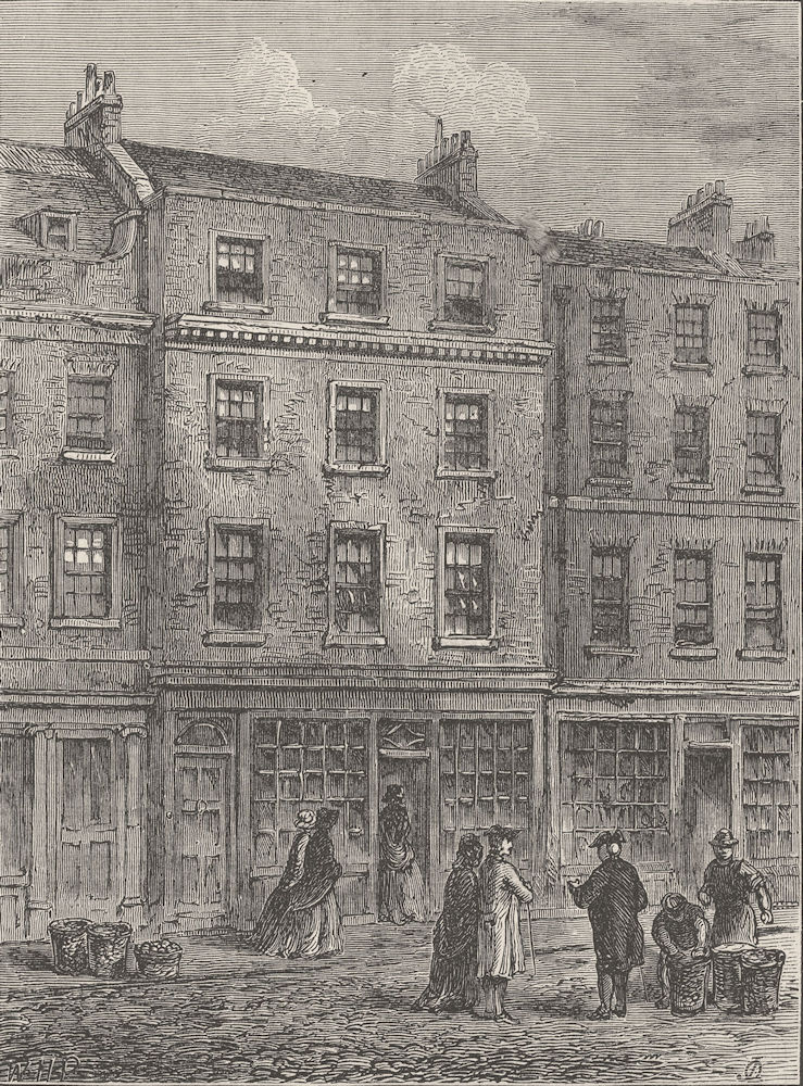Associate Product COVENT GARDEN. Mr. Davies' shop, Russell Street. London c1880 old print