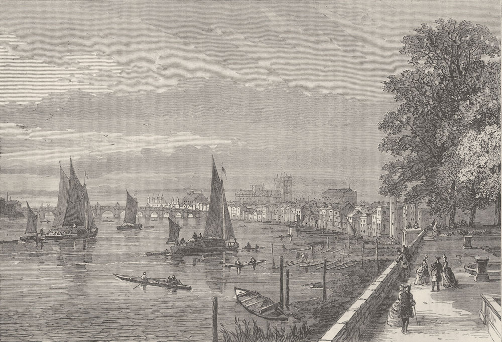 Associate Product WESTMINSTER. View from the gardens of Somerset House (after Canaletto) c1880