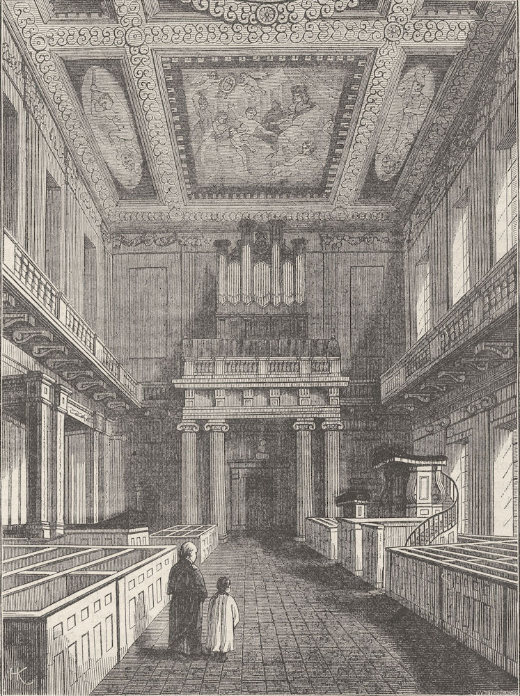 WHITEHALL. Interior of the Chapel Royal (Banqueting House), Whitehall c1880