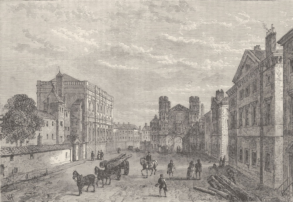 WHITEHALL. Whitehall, looking towards the Holbein Gateway in 1753. London c1880