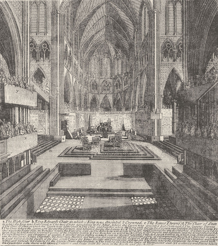 WESTMINSTER ABBEY. Preparations for the coronation of James II in 1685 c1880