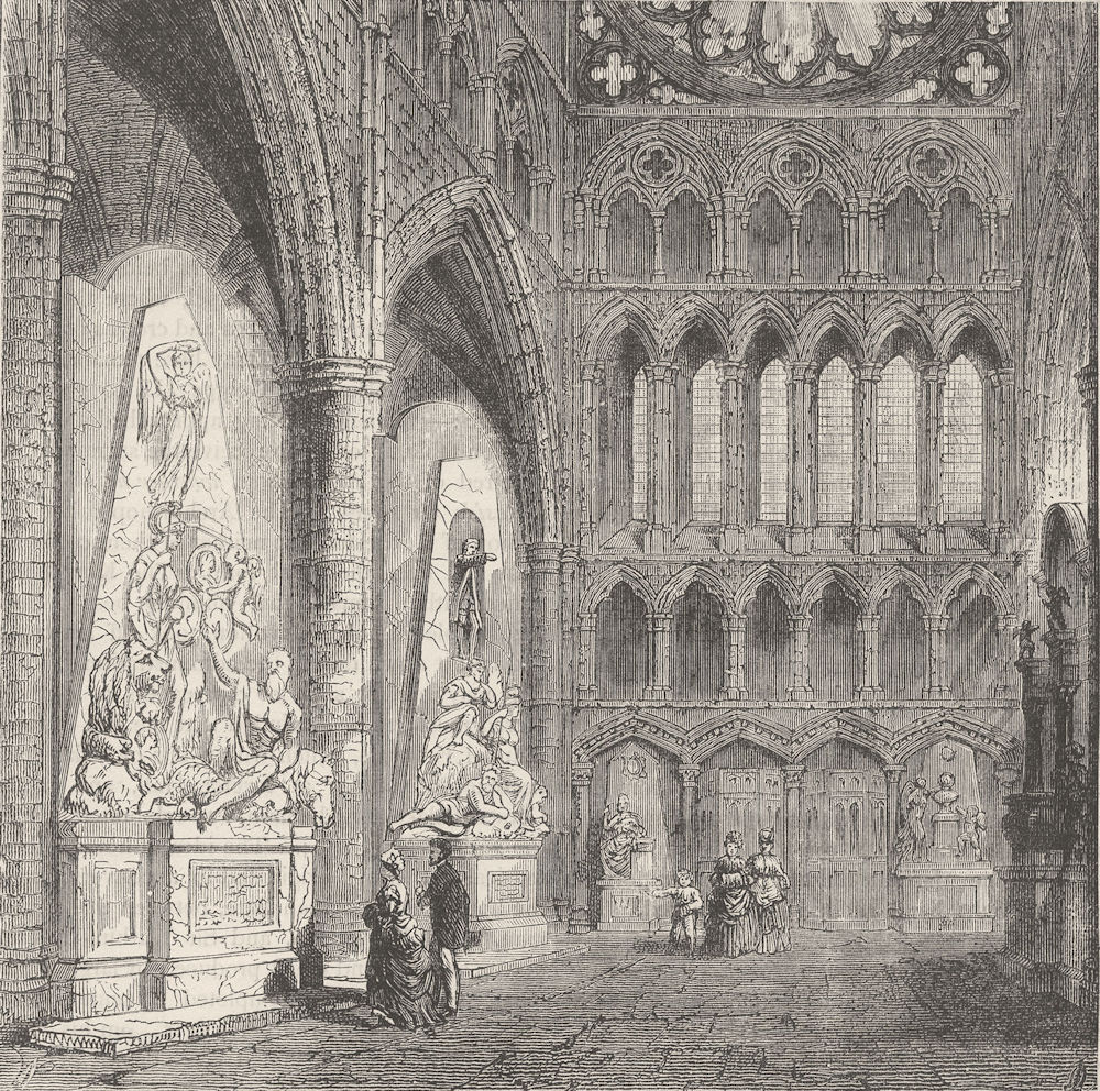WESTMINSTER ABBEY. North transept of Westminster Abbey. London c1880 old print