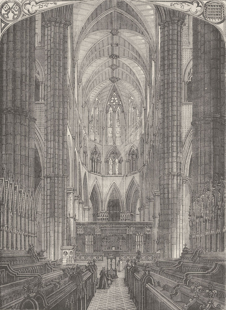 WESTMINSTER ABBEY. Westminster Abbey. Interior of the choir. London c1880
