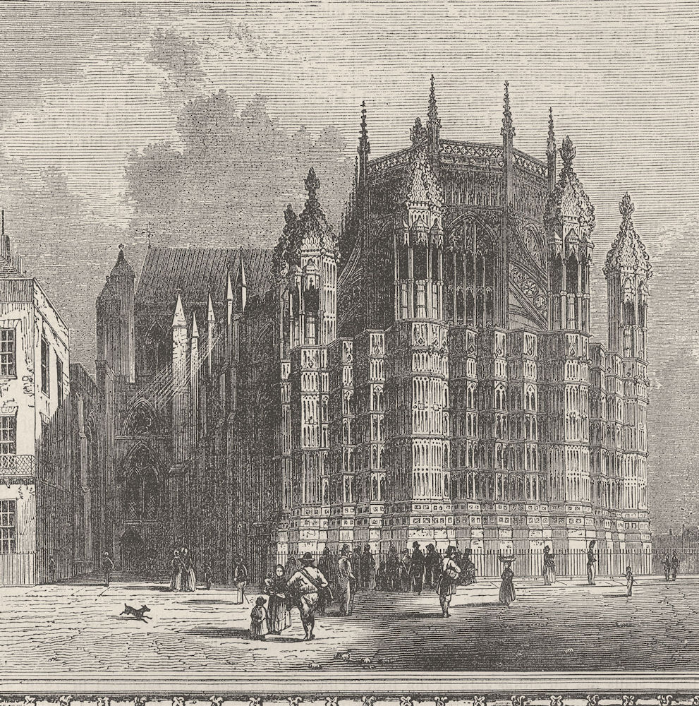 WESTMINSTER ABBEY. King Henry VII’s chapel. London c1880 old antique print