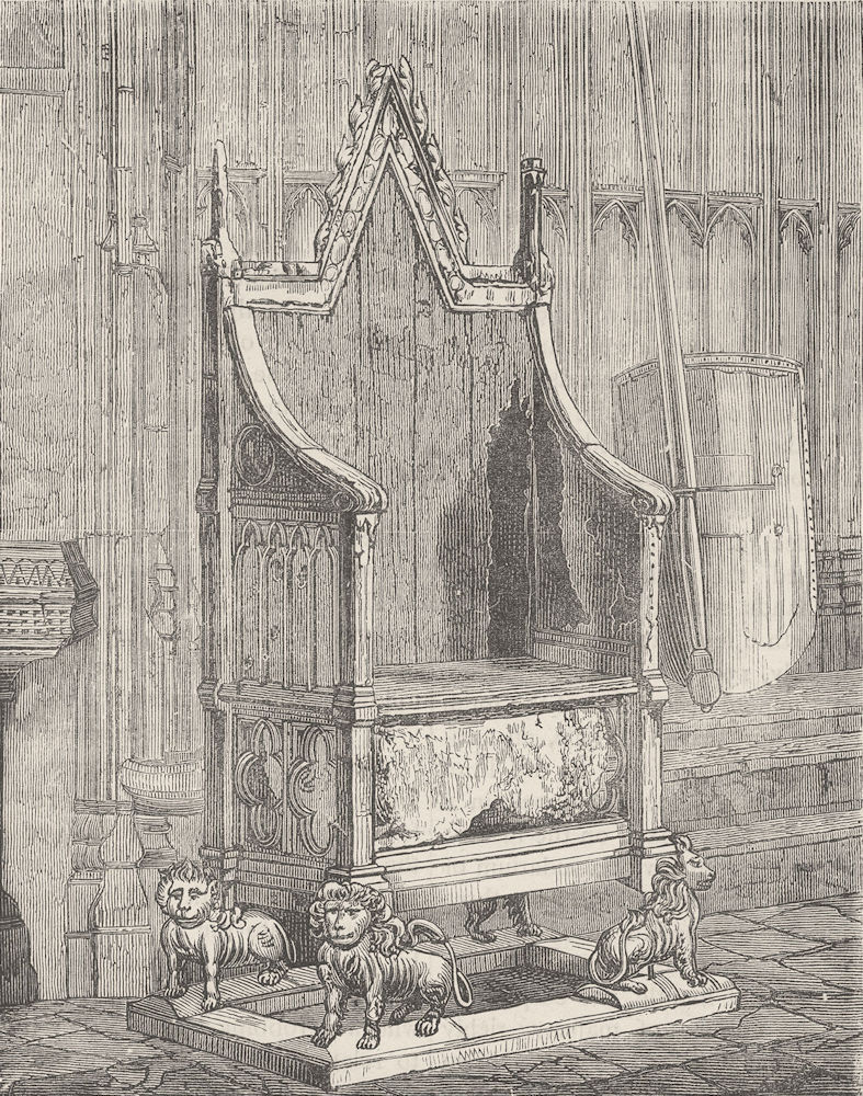 Associate Product WESTMINSTER ABBEY. The Coronation Chair. London c1880 old antique print