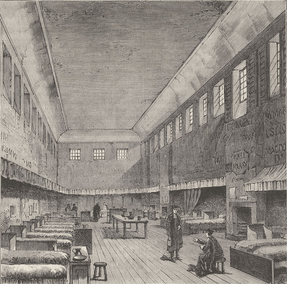 Associate Product WESTMINSTER SCHOOL. The old dormitory, in 1840. London c1880 antique print