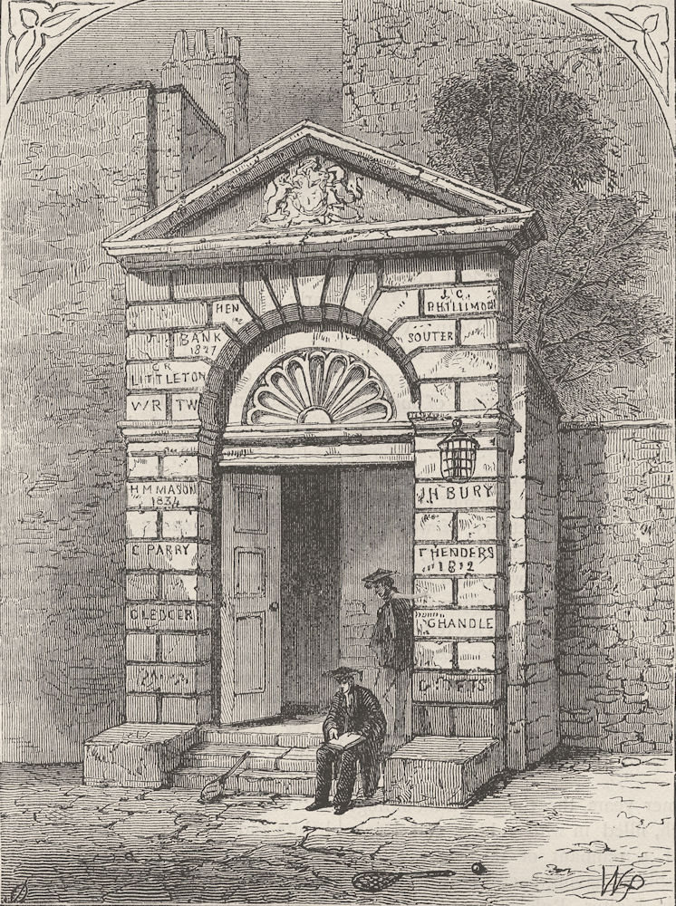 WESTMINSTER SCHOOL. Entrance to Westminster School. London c1880 old print
