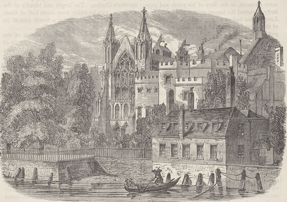 Associate Product ROYAL PALACE OF WESTMINSTER. The Speaker's House from the river, in 1830 c1880