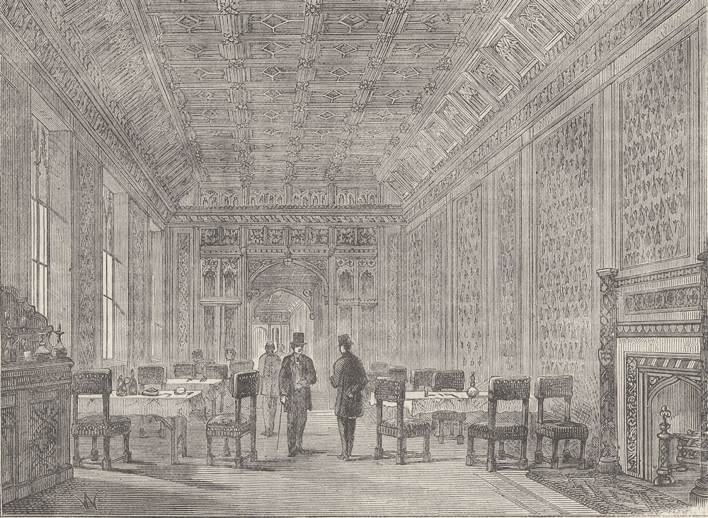 ROYAL PALACE OF WESTMINSTER. Dining room of the House of Lords. London c1880