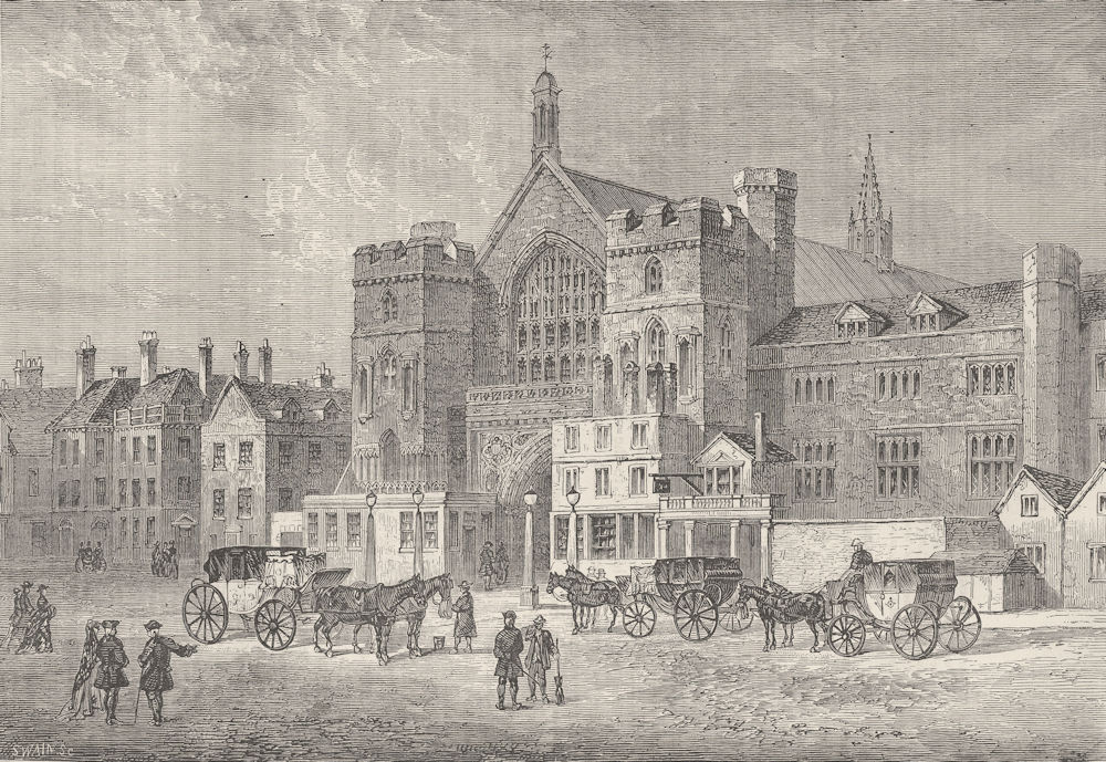 WESTMINSTER. Westminster Hall in 1808. London c1880 old antique print picture