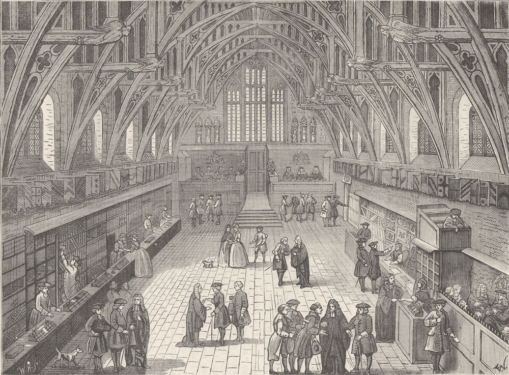WESTMINSTER. Interior of old Westminster Hall in 1797. London c1880 print