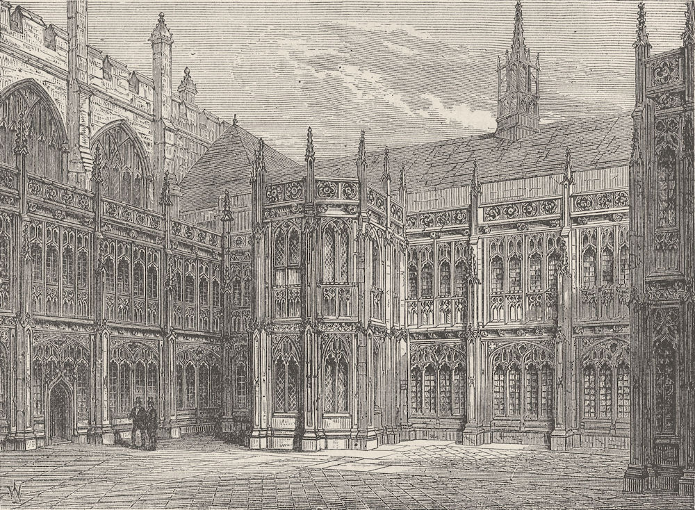 WESTMINSTER HALL. St.Stephen's Cloisters. London c1880 old antique print