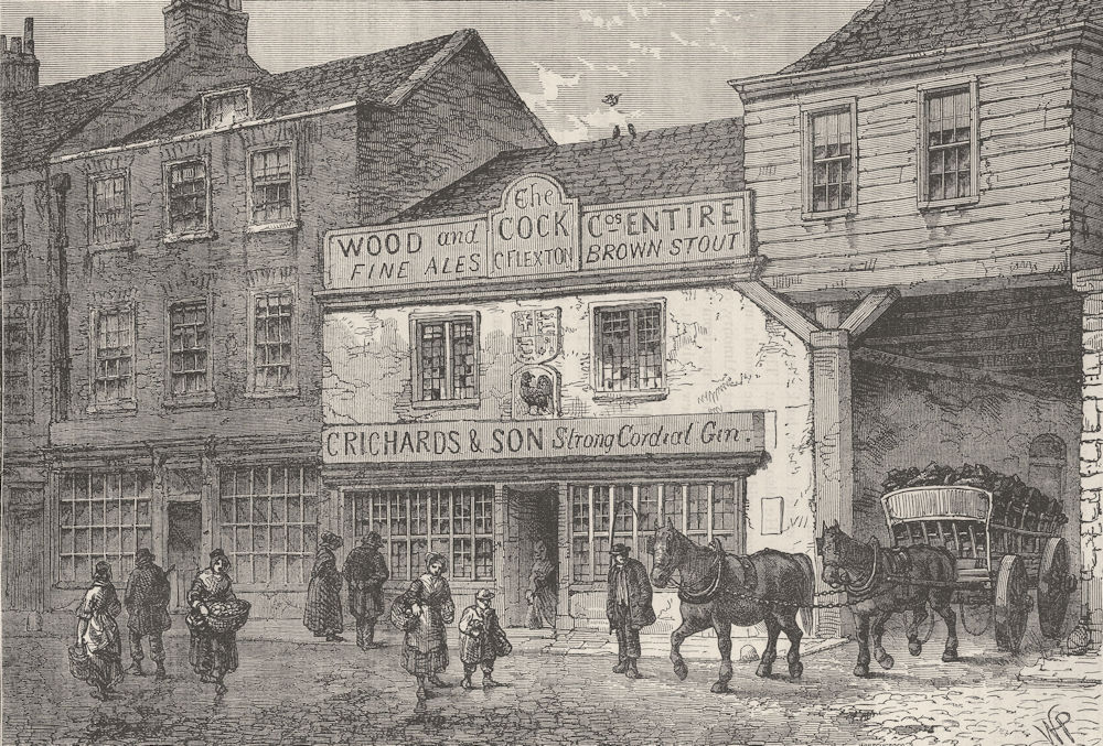 WESTMINSTER. The old "Cock" tavern. London c1880 antique print picture
