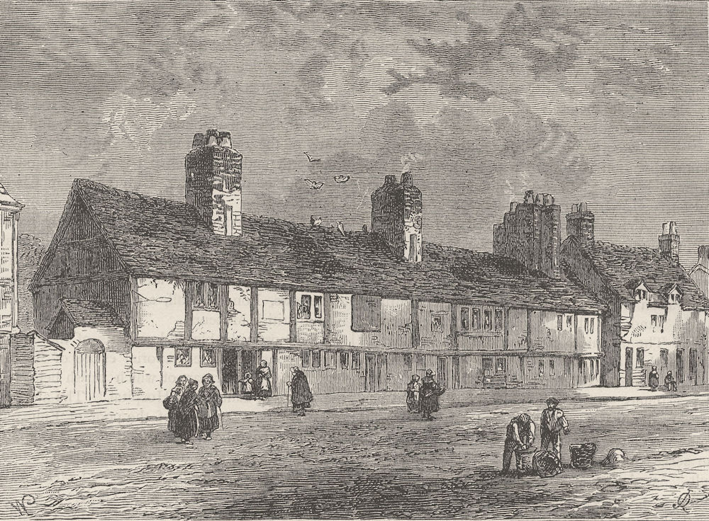 WESTMINSTER. Van dun's Almshouses, 1820. London c1880 old antique print