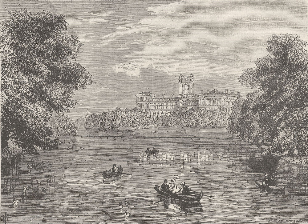 ST.JAMES'S PARK. The India Foreign Office, from St.James's Park. London c1880