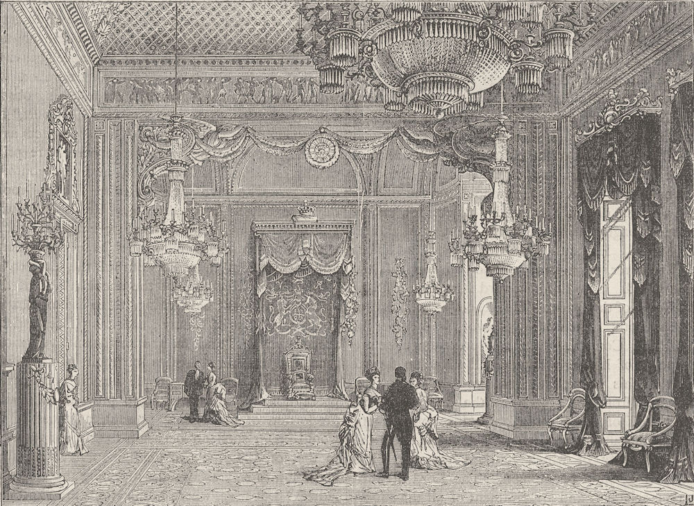 BUCKINGHAM PALACE. The throne-room, Buckingham Palace. London c1880 old print