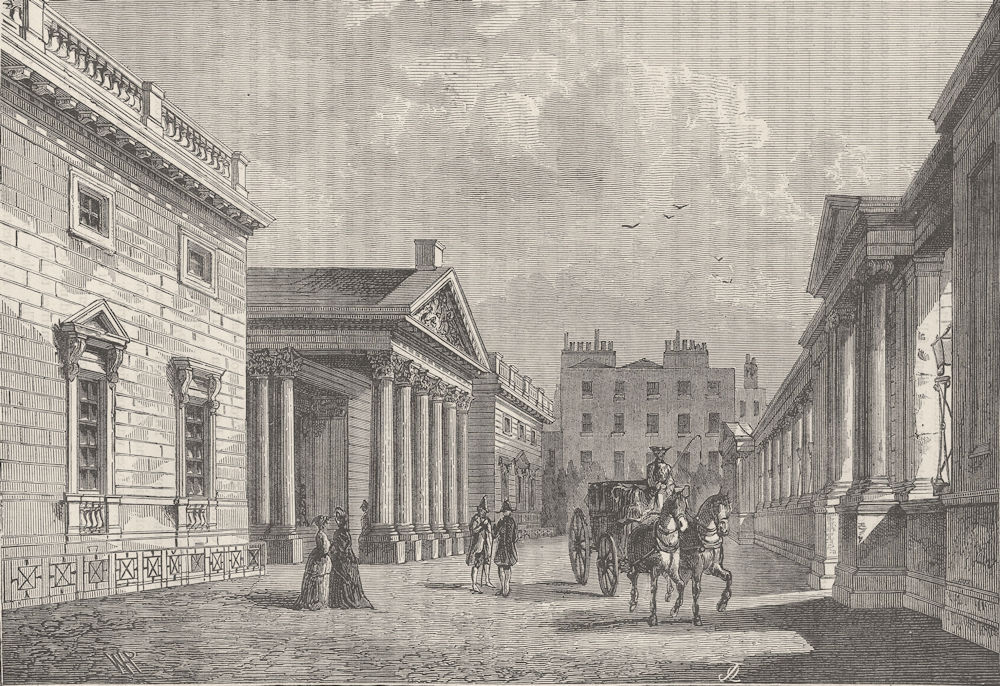 CARLTON HOUSE. Front of Carlton House, 1820. London c1880 old antique print