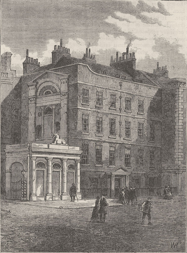 PALL MALL. Messrs. Christie and Manson's original auction rooms. London c1880